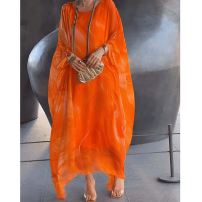 Marivelle™ | Marble Print Chiffon Maxi Dress