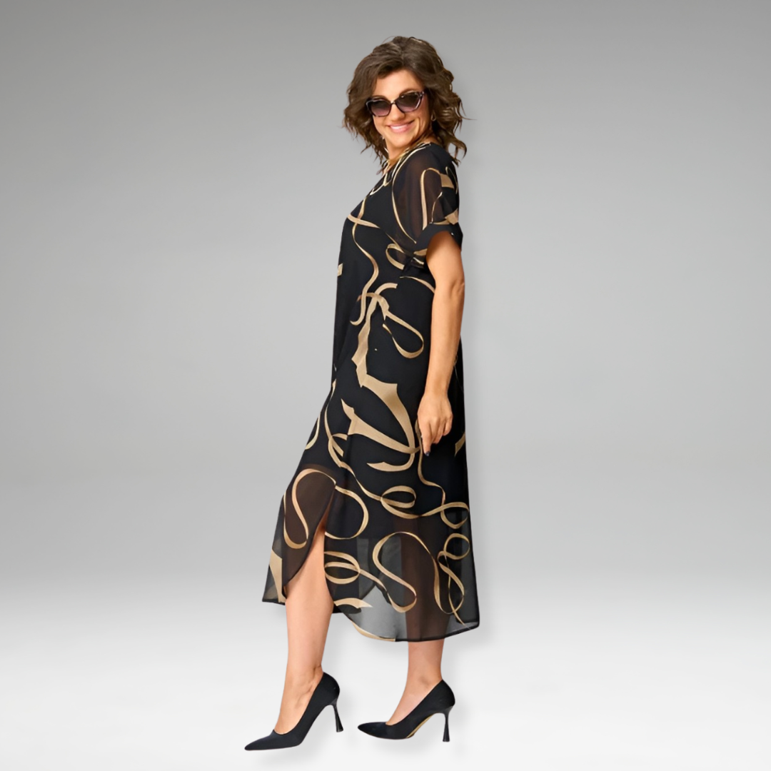 AuraWave™ Chiffon Shift Dress