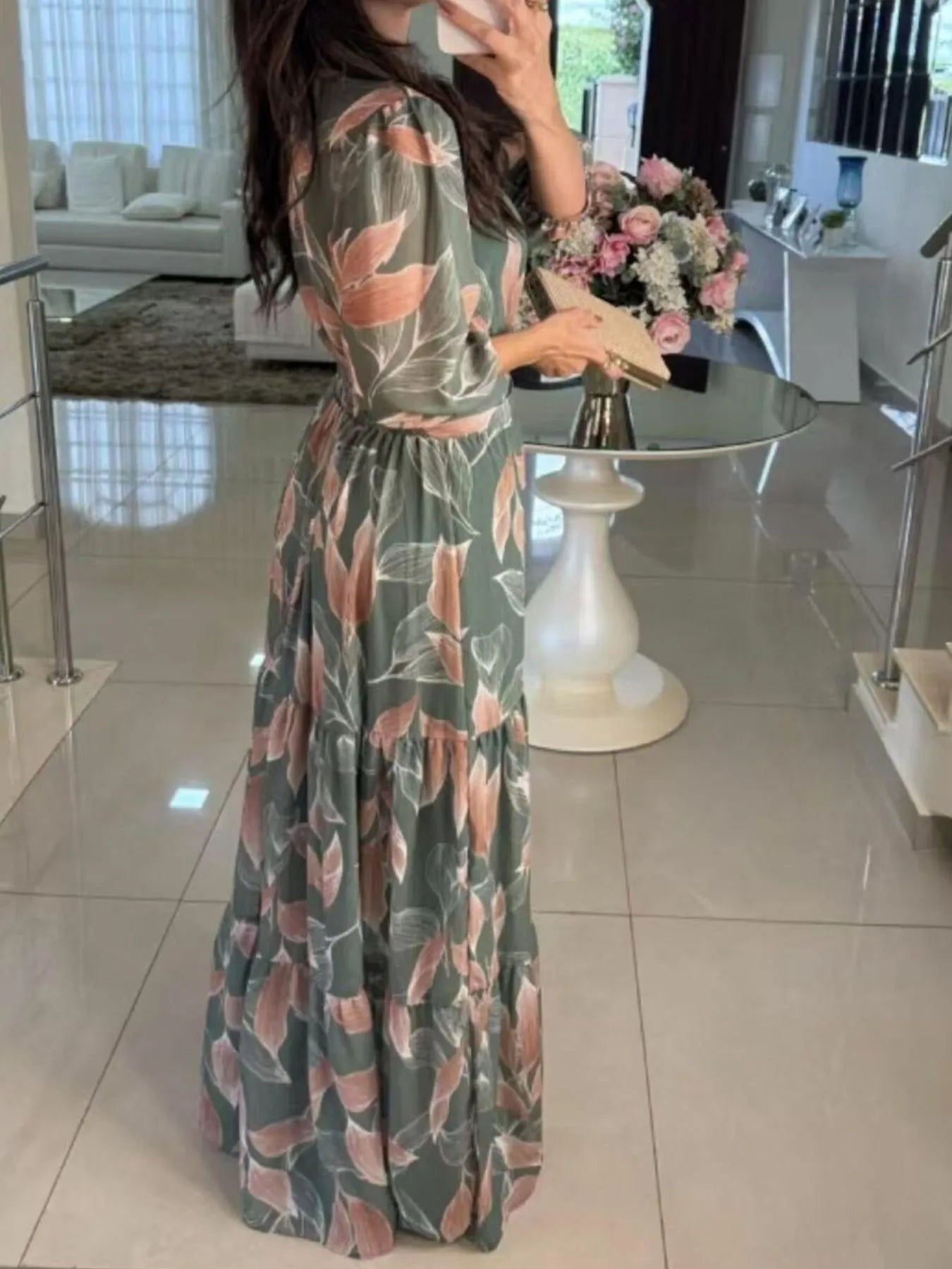 Aurora™ | Printed V-Neck Maxi Dress