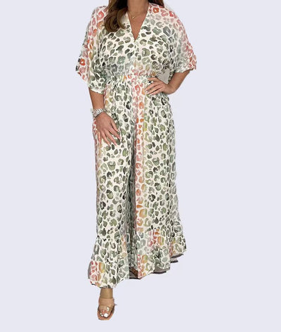 Leopard Print V-Neck Dress