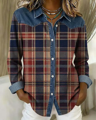 Marcelline™ | Contrasting Plaid Statement Blouse