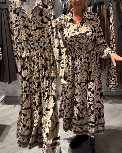 Elanora™ | Printed Collared Midi Dress