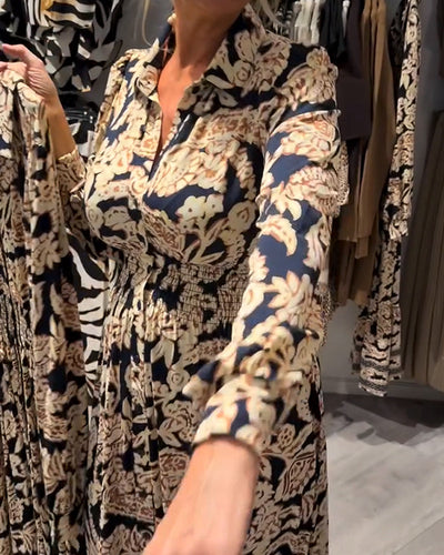 Elanora™ | Printed Collared Midi Dress