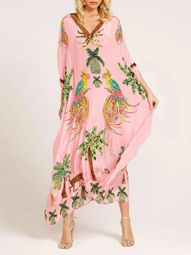 Soléva™ | V-Neck Printed Flowy Dress