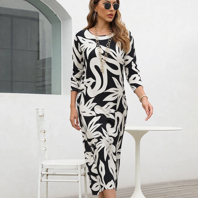 Nelia – Printed Round-Neck Dress