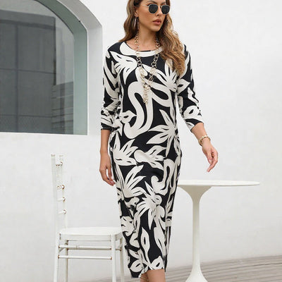 Nelia – Printed Round-Neck Dress