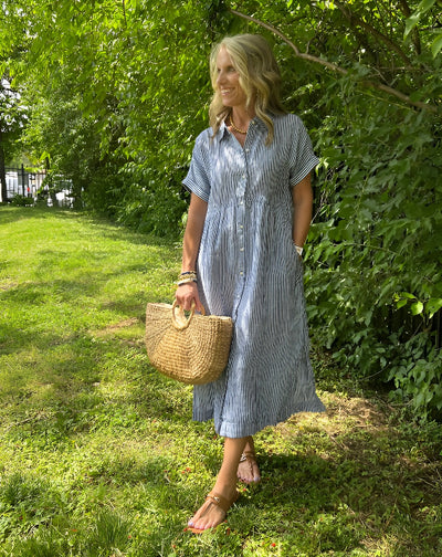 Florine | Flattering Striped Shirtdress