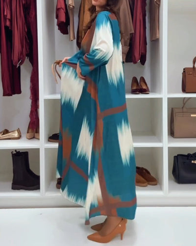 Alessia™ | Printed Long-Sleeve Midi Dress