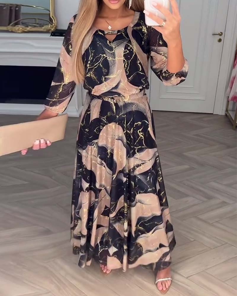 Amelisse™ | Elegant Printed Waist Dress