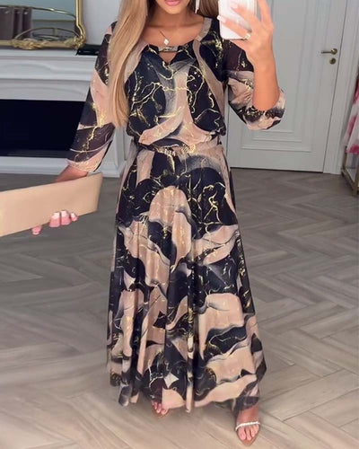 Amelisse™ | Elegant Printed Waist Dress