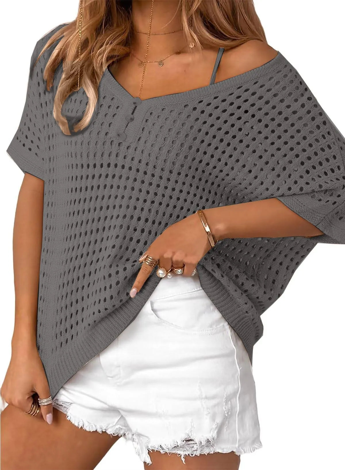 Soléa™ | Hollow-Out Crochet Knit Beach Cover-Up Top