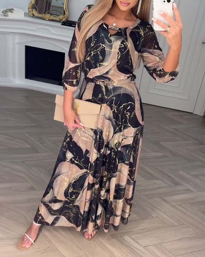 Amelisse™ | Elegant Printed Waist Dress