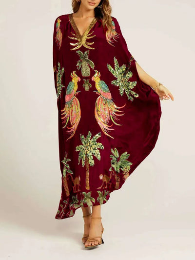 Soléva™ | V-Neck Printed Flowy Dress