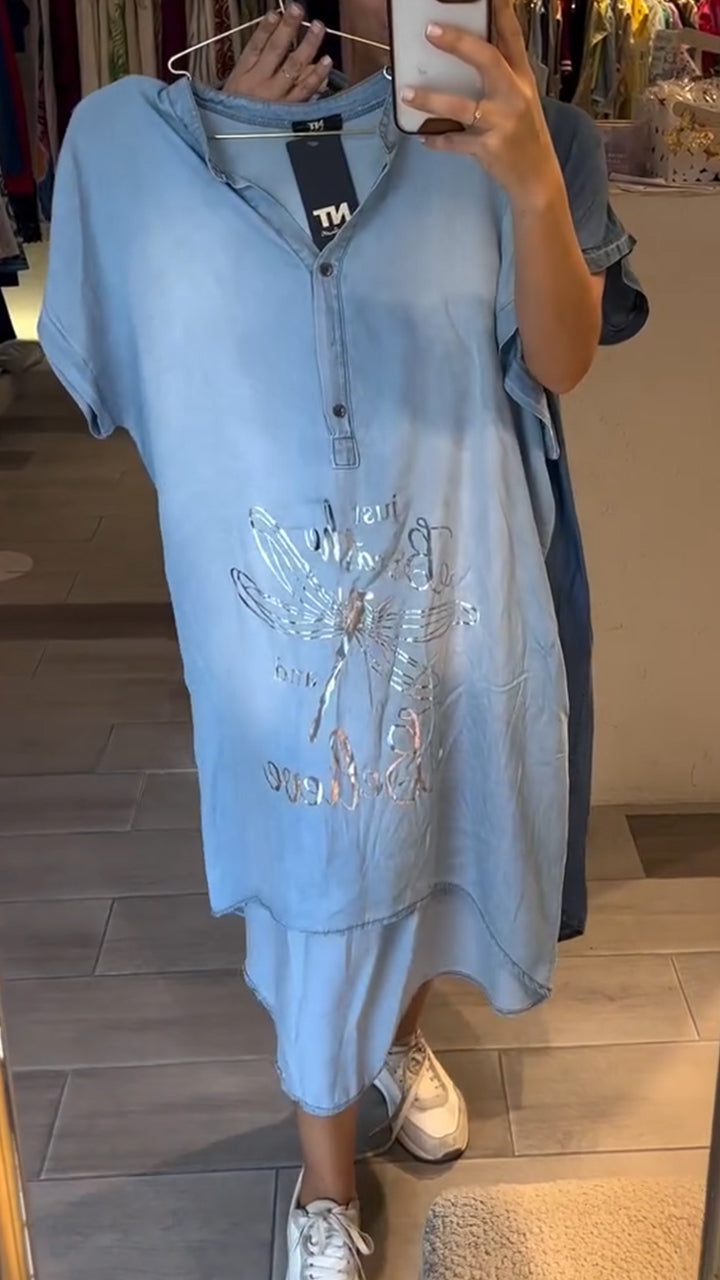 DenimGlow™ Button-Front Maxi