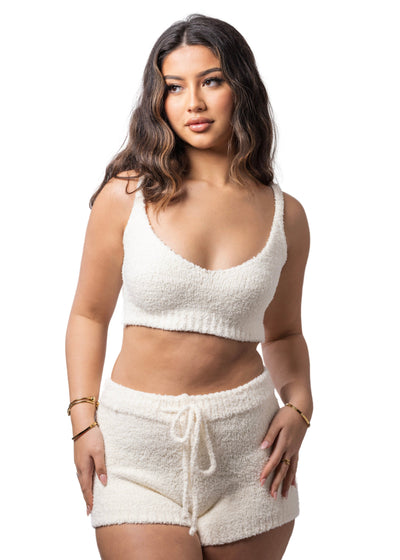 CARDIGAN TEDDY-CRÈME (3-PIECE SET) V-NECK