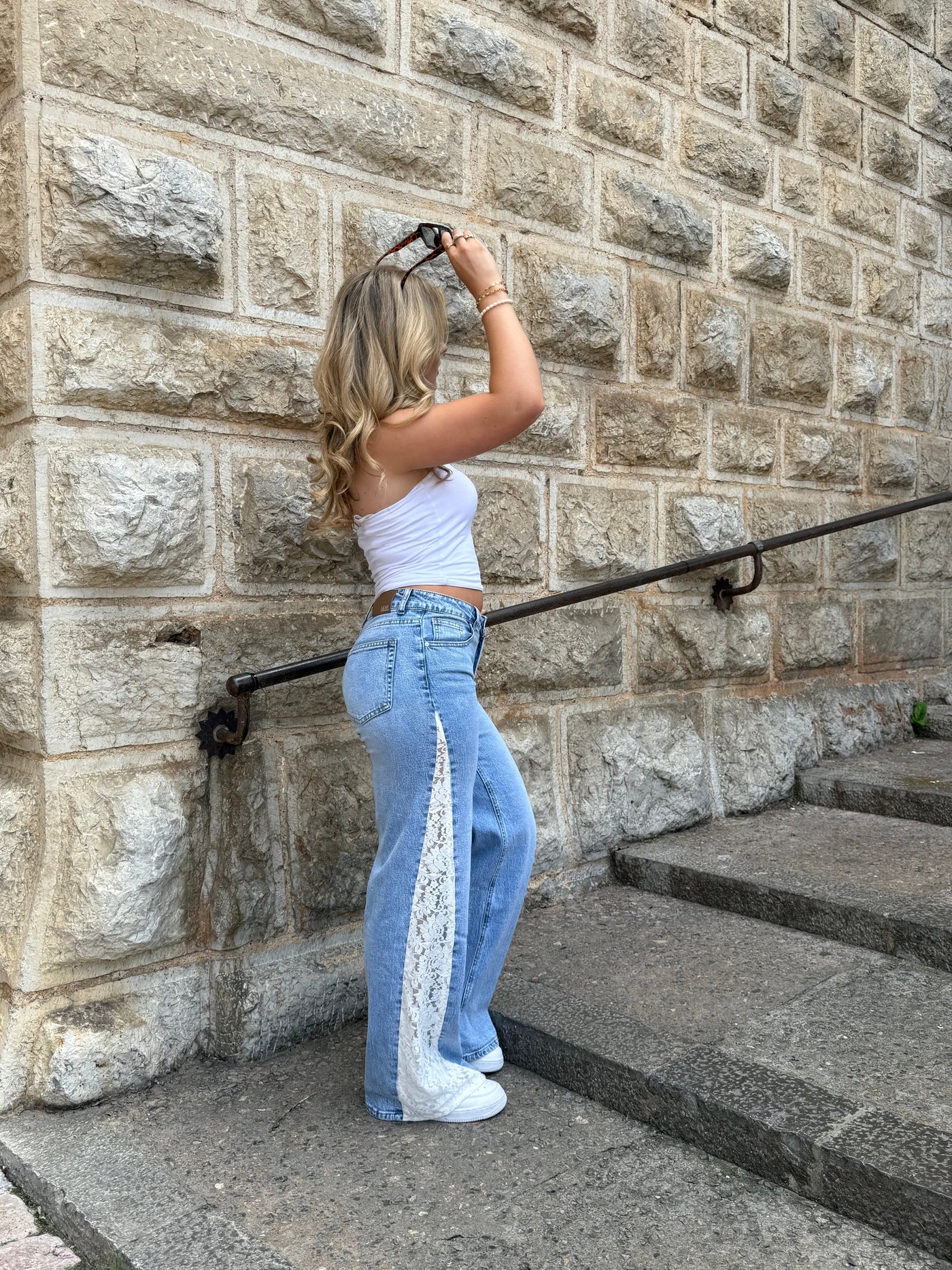 LaceLegion™ Wide-Leg Lace-Trim Jeans