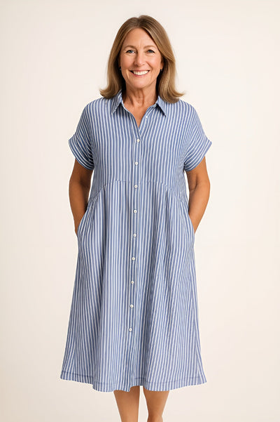 Florine | Flattering Striped Shirtdress