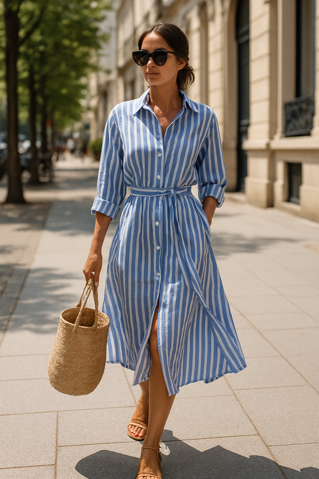 Striped collar dress