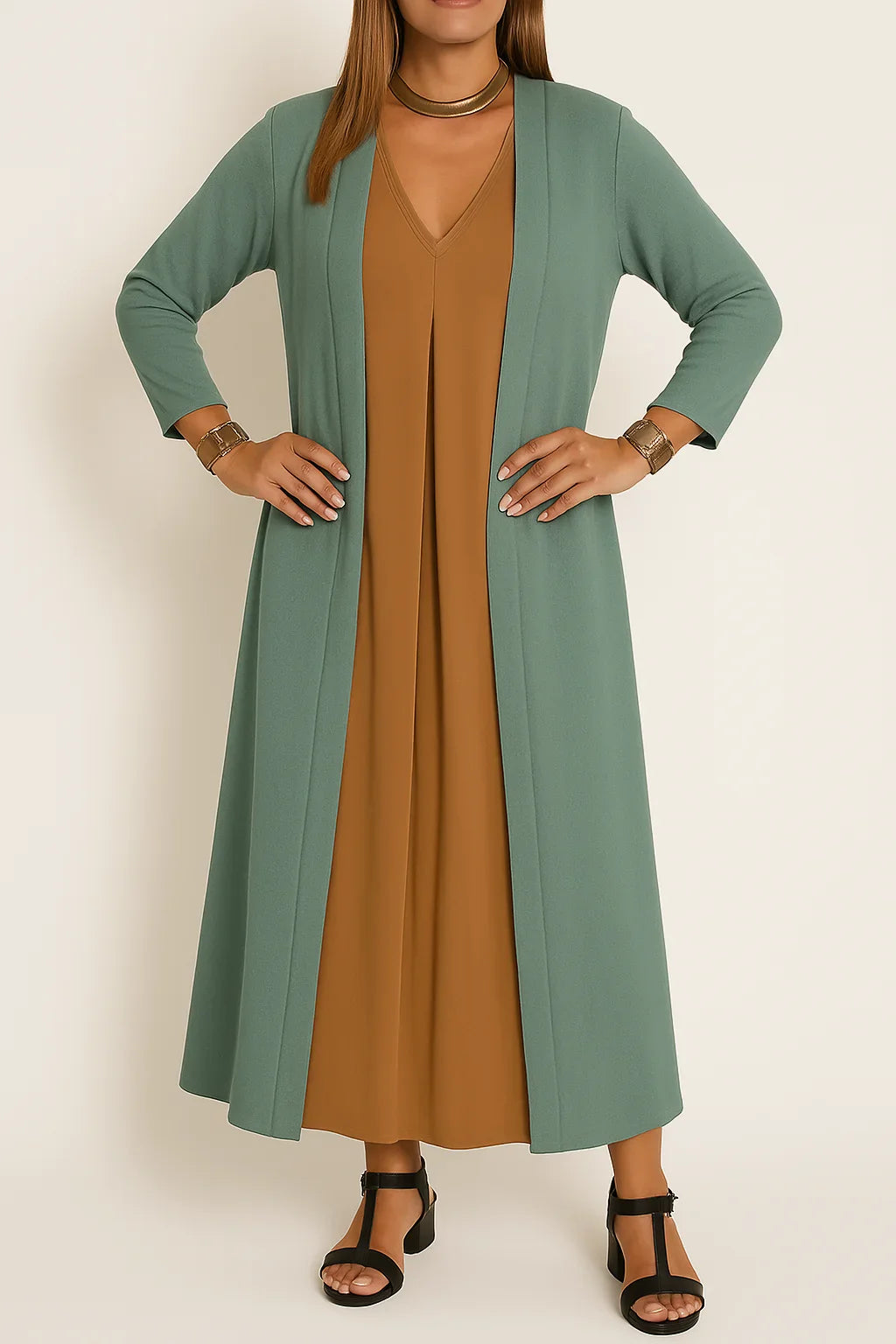Lyvazza™ – Elegant Long Dress + Matching Cardigan