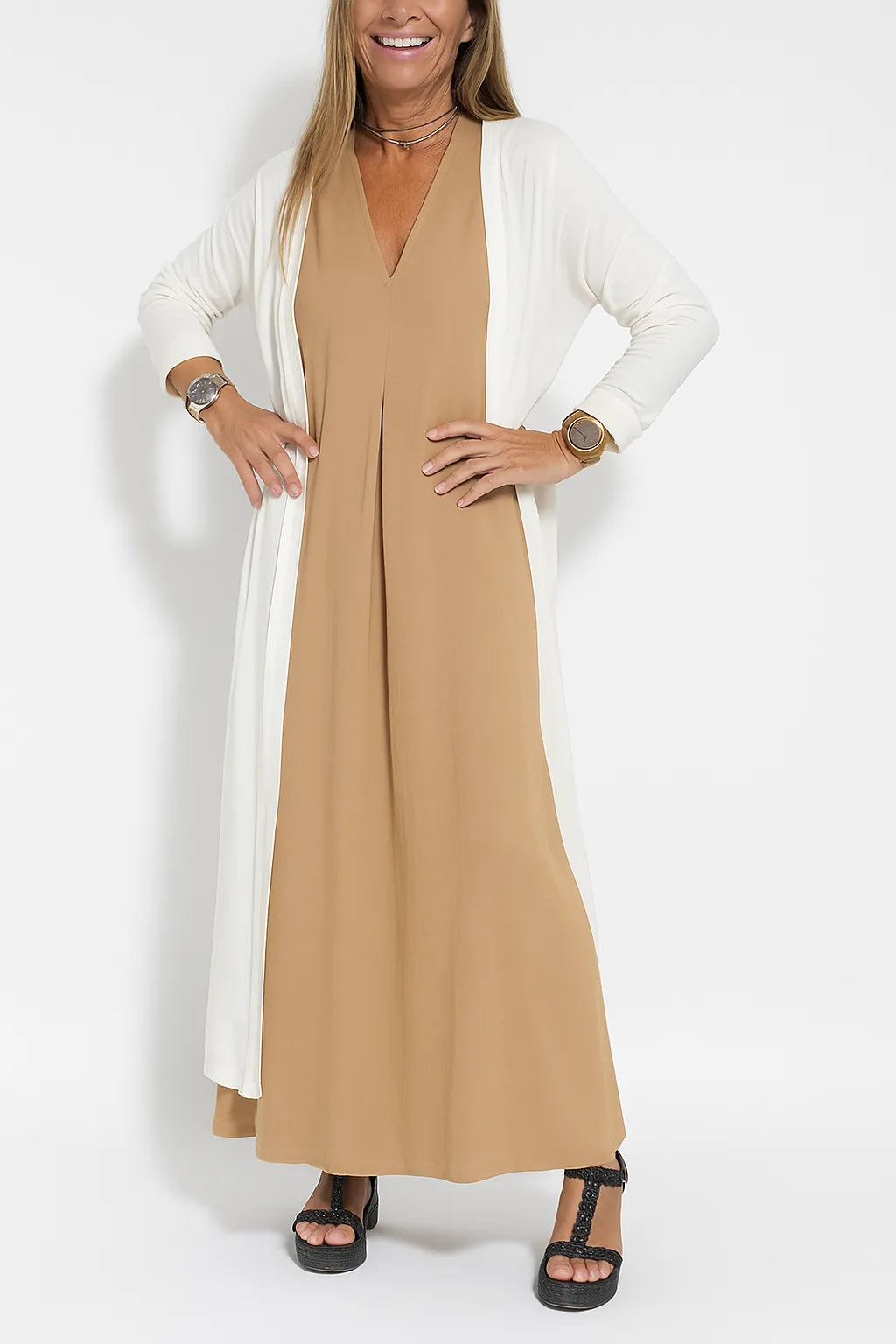 Lyvazza™ – Elegant Long Dress + Matching Cardigan