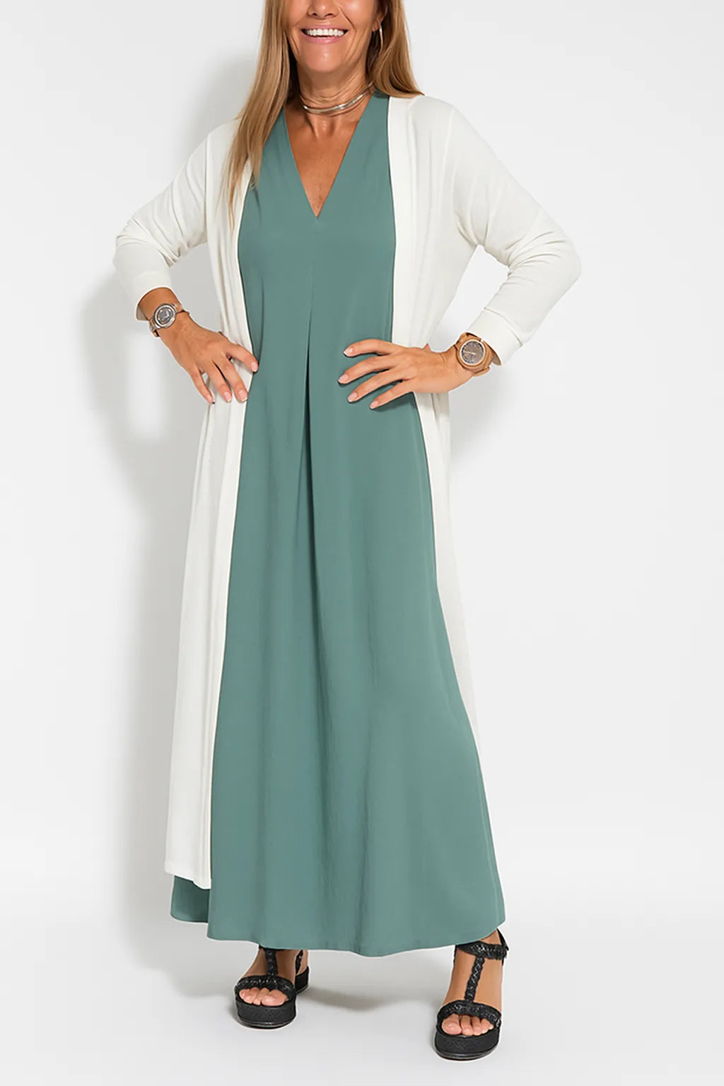 Lyvazza™ – Elegant Long Dress + Matching Cardigan