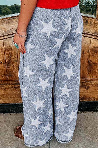 Star Print Wide Leg Jeans