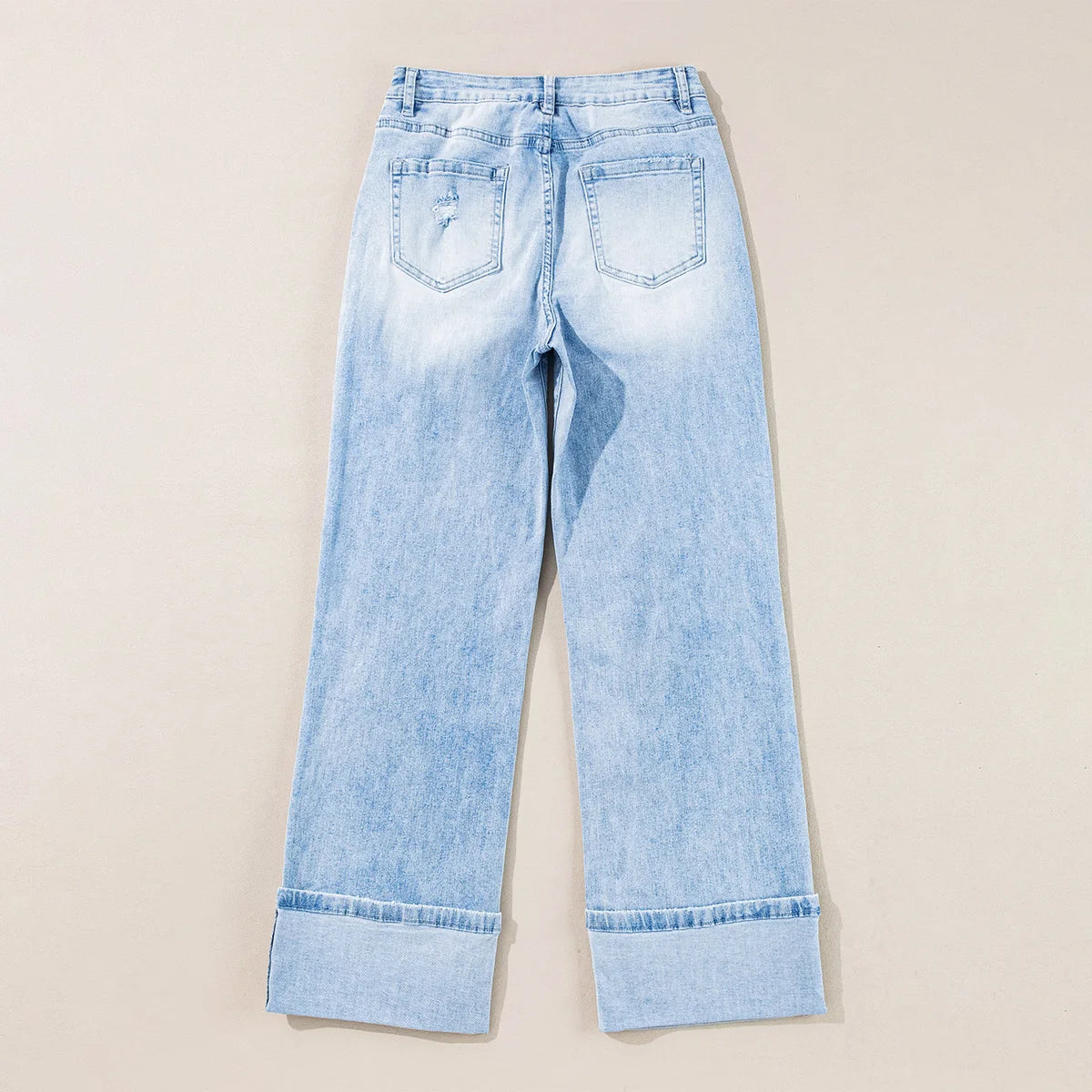 Light Wash Distressed Straight Jeans