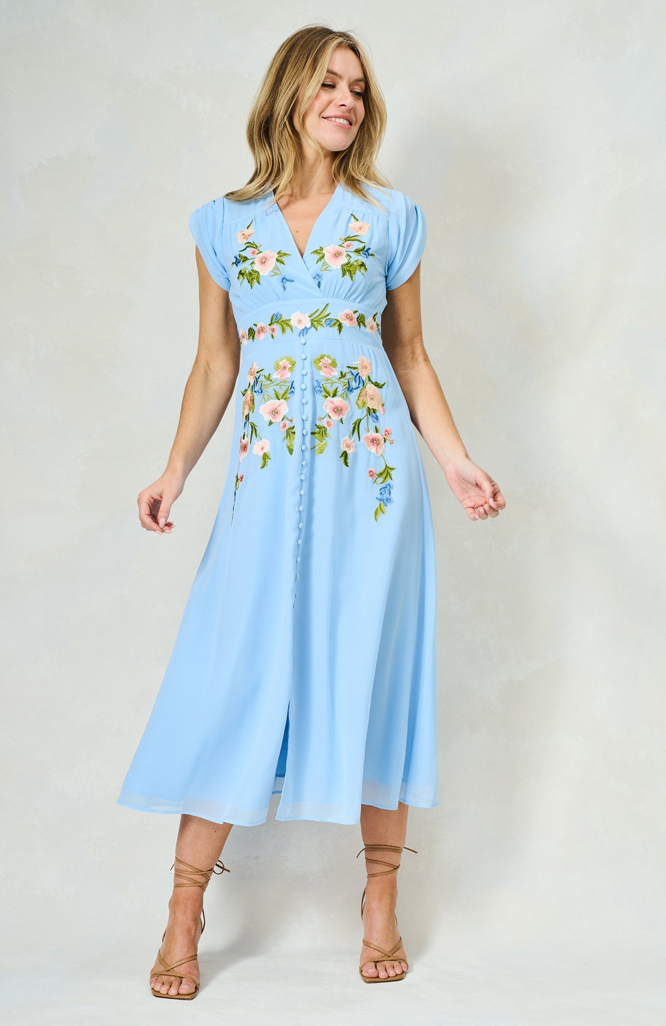 Elise™ | Floral Embroidered Midi Dress