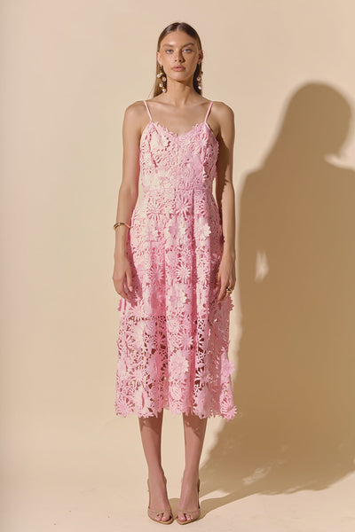 Aurélienne™ | 3D Appliqué Midi Dress