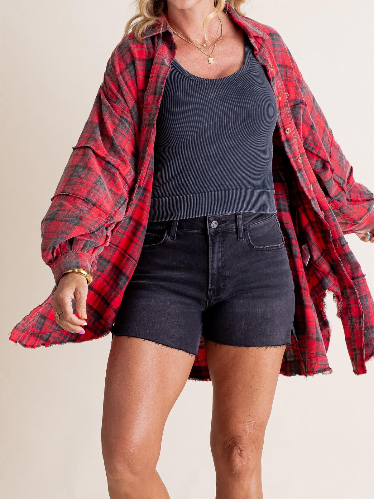 Emberlyn – Plaid Button-Down Shirt