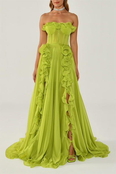 Amora™ | Frill Sweetheart Neck Maxi Dress