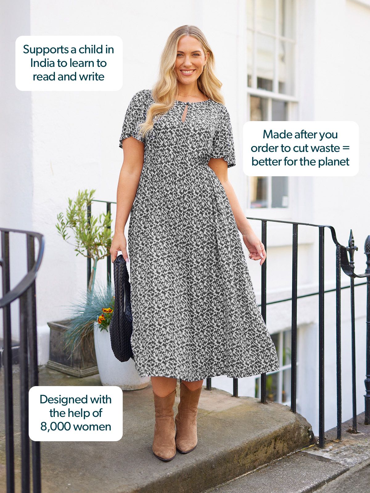 Lilah Monochrome™ | Elegant Contrast Dress