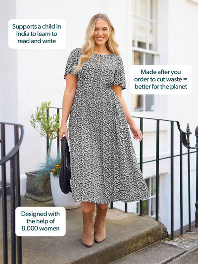 Lilah Monochrome™ | Elegant Contrast Dress