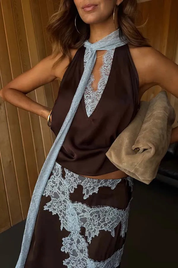 Celunara™ | Contrast Satin Maxi Set