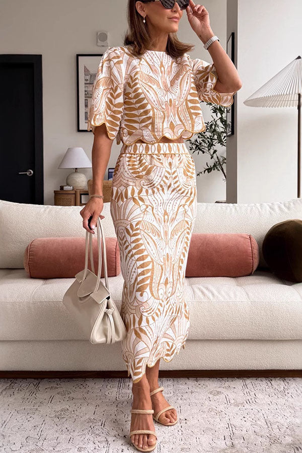 Merivelle™ | Linen Blend Wave Trim Co-ord Set