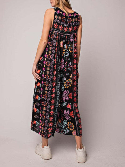 Rosavine™ | Vintage Print Jumpsuit with Loose Sleeves