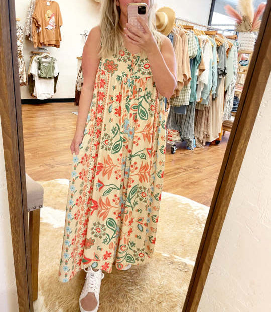 Rosavine™ | Vintage Print Jumpsuit with Loose Sleeves