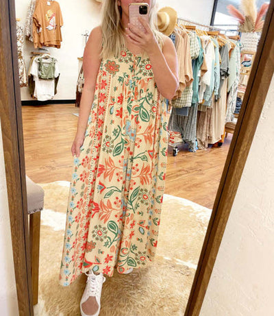 Rosavine™ | Vintage Print Jumpsuit with Loose Sleeves