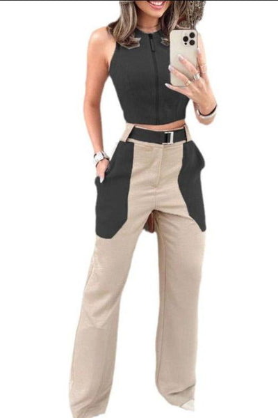 Elara | Casual Backless Vest Set