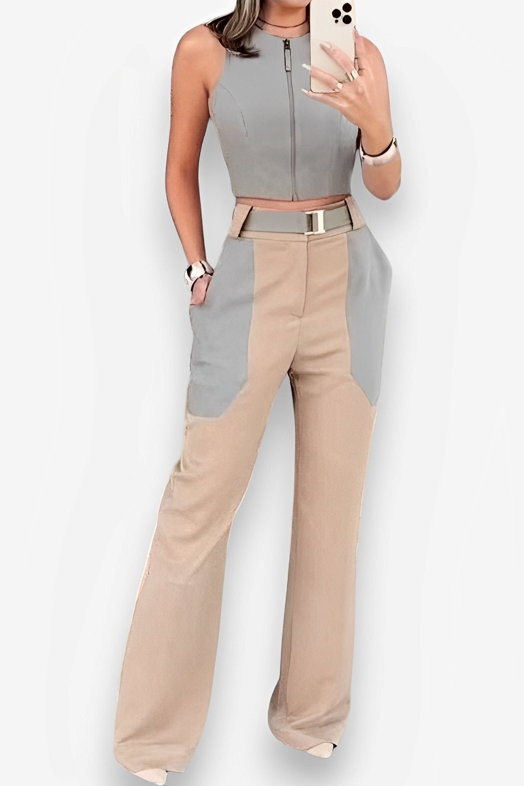 Elara | Casual Backless Vest Set