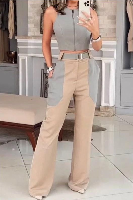 Elara | Casual Backless Vest Set