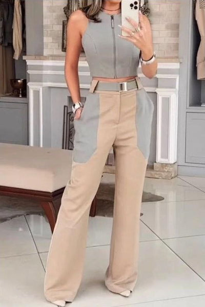 Elara | Casual Backless Vest Set