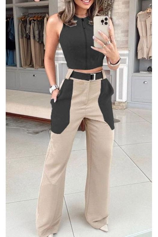 Elara | Casual Backless Vest Set