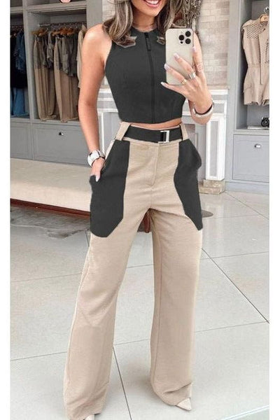 Elara | Casual Backless Vest Set