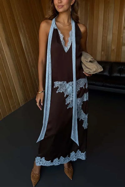 Celunara™ | Contrast Satin Maxi Set