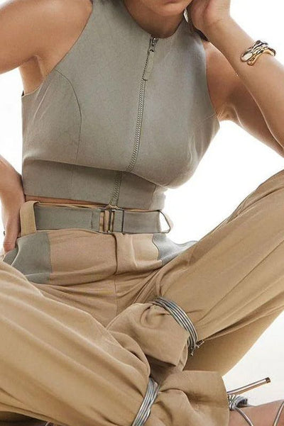 Elara | Casual Backless Vest Set