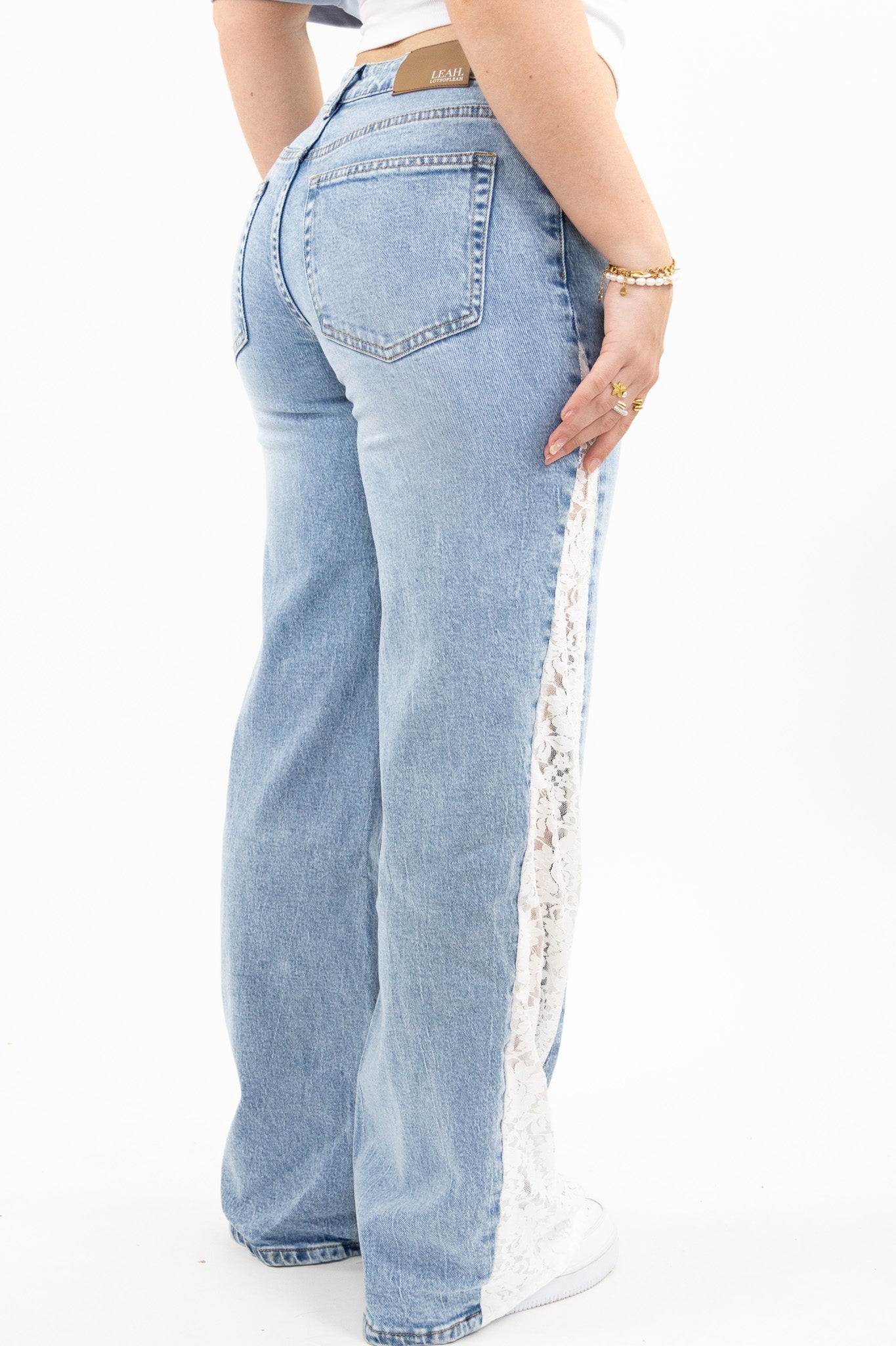LaceLegion™ Wide-Leg Lace-Trim Jeans