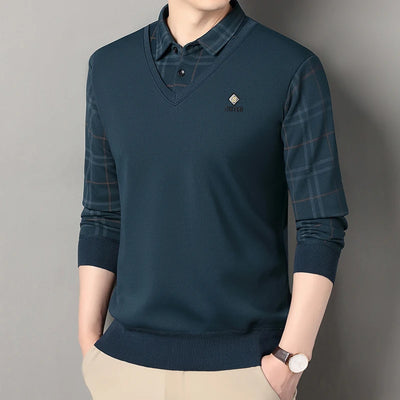 SeoulLux™ Men’s Velvet Layered Polo Sweater