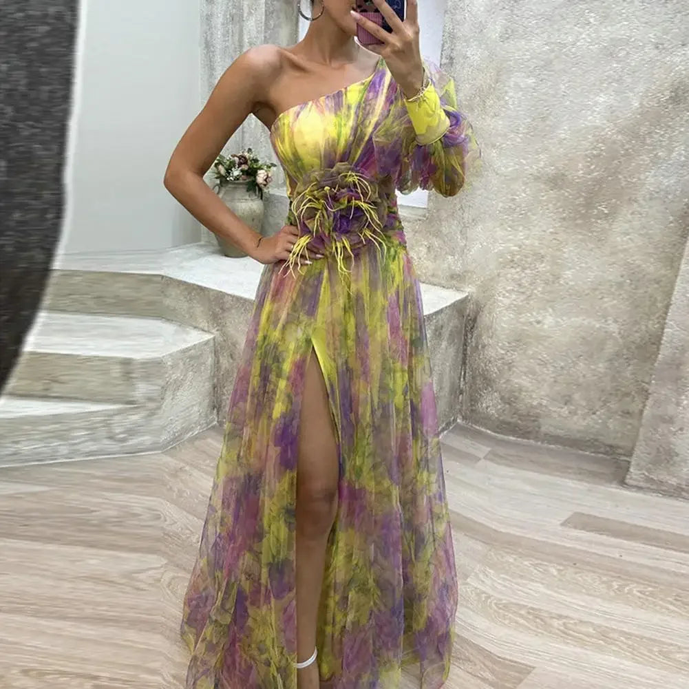 Elorainne™ | One-Shoulder Tie-Dye Formal Gown