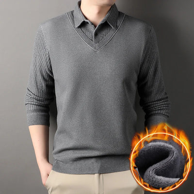 SeoulLux™ Men’s Velvet Layered Polo Sweater